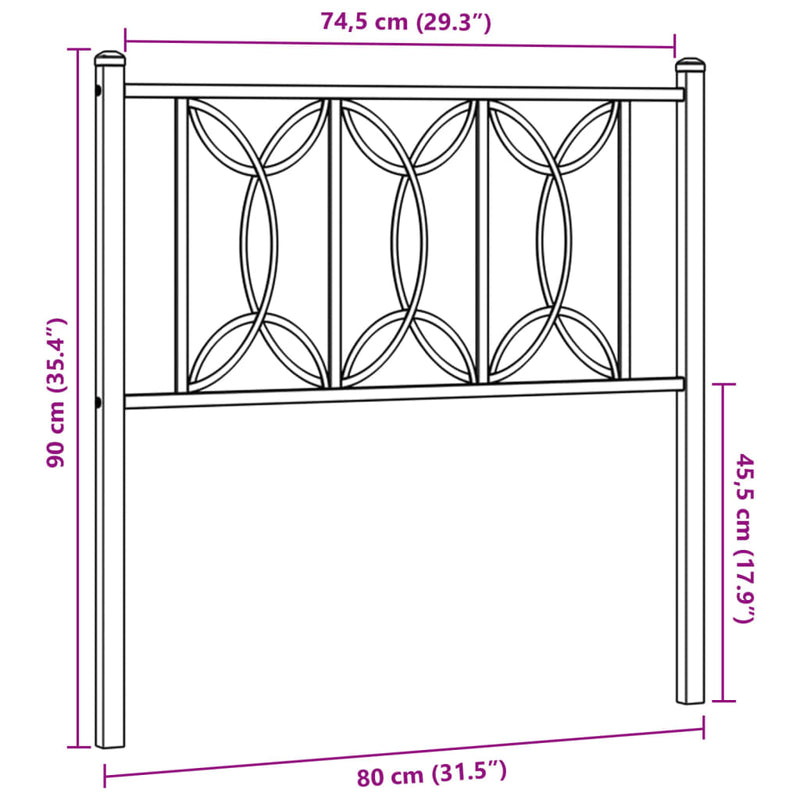 vidaXL fehér fém fejtámla 75 cm