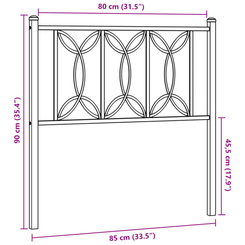 vidaXL fehér fém fejtámla 80 cm