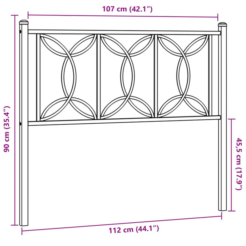 vidaXL fehér fém fejtámla 107 cm