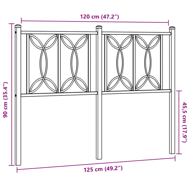 vidaXL fehér fém fejtámla 120 cm