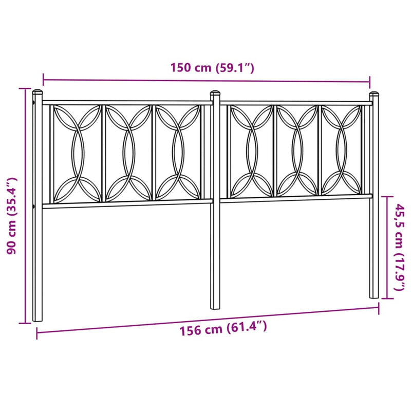 vidaXL fehér fém fejtámla 150 cm