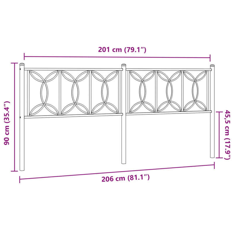 vidaXL fehér fém fejtámla 200 cm