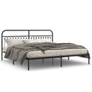 vidaXL fekete fém ágykeret fejtámlával 200 x 200 cm