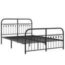 vidaXL fekete fém ágykeret fej- és lábtámlával 137 x 190 cm
