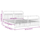 vidaXL fekete fém ágykeret fej- és lábtámlával 183 x 213 cm