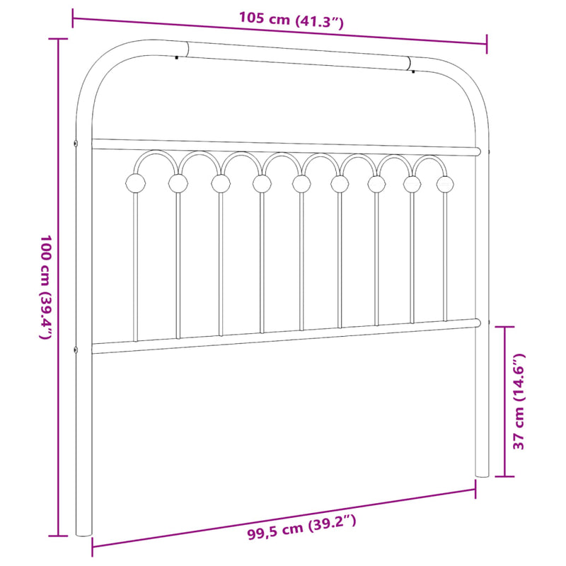 vidaXL fekete fém fejtámla 100 cm