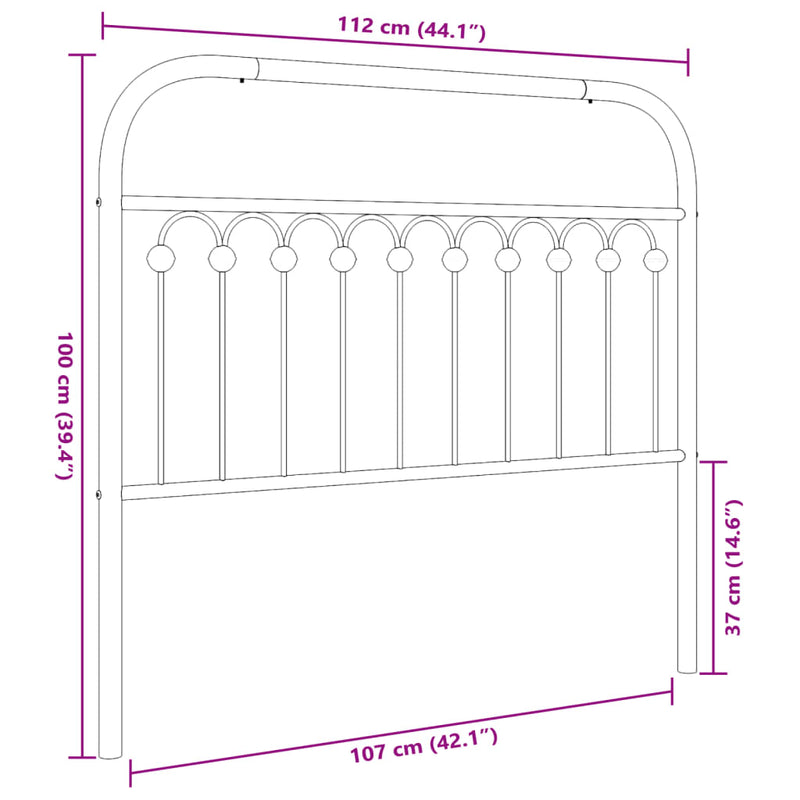 vidaXL fekete fém fejtámla 107 cm