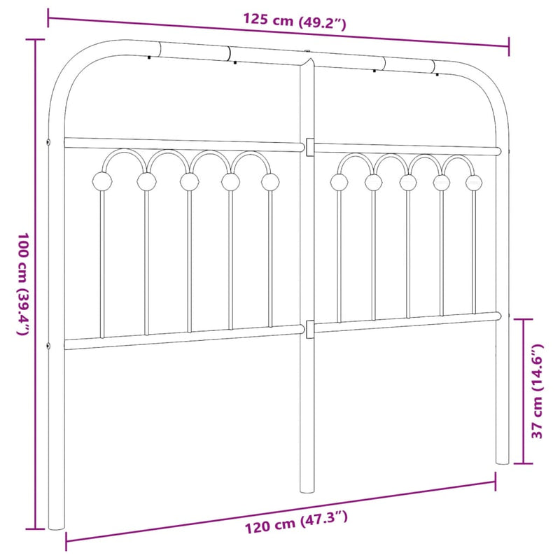 vidaXL fekete fém fejtámla 120 cm
