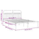 vidaXL fehér fém ágykeret fejtámlával 150 x 200 cm