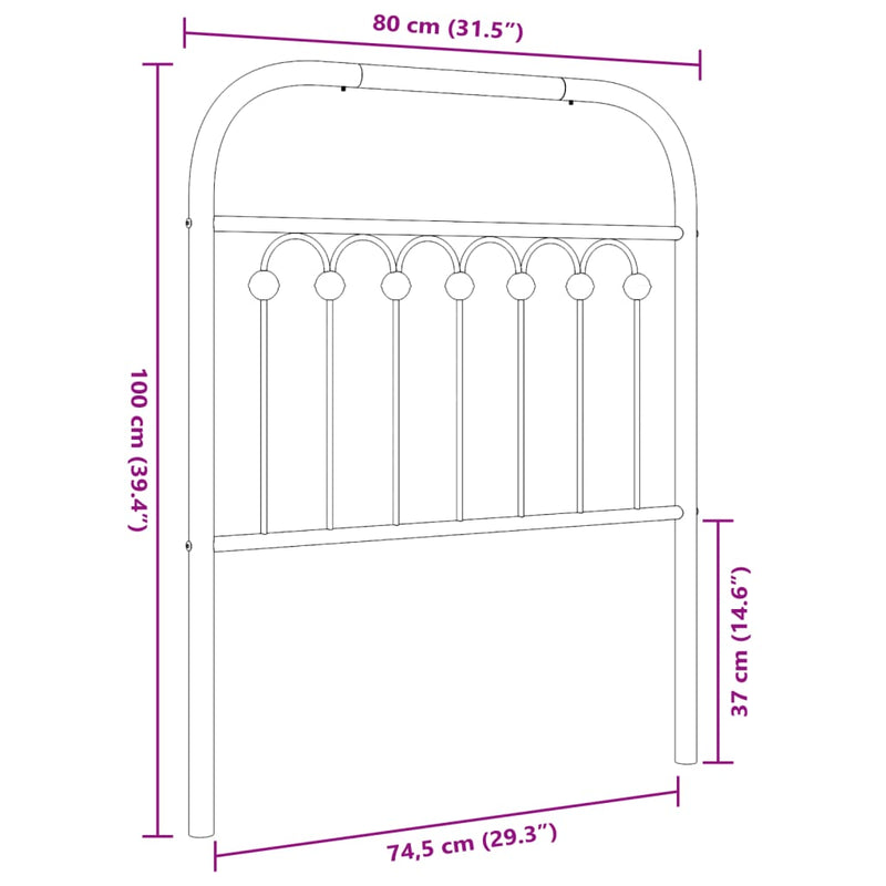 vidaXL fehér fém fejtámla 75 cm
