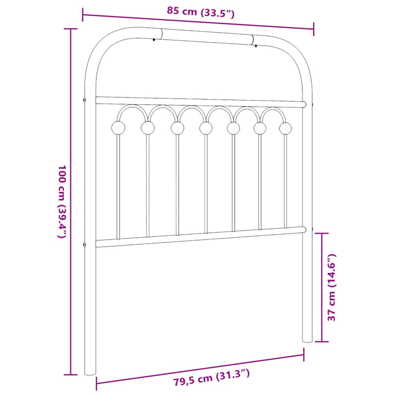 vidaXL fehér fém fejtámla 80 cm