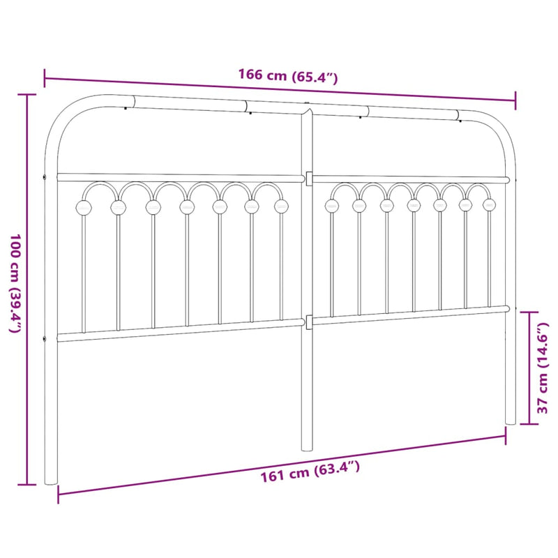 vidaXL fehér fém fejtámla 160 cm