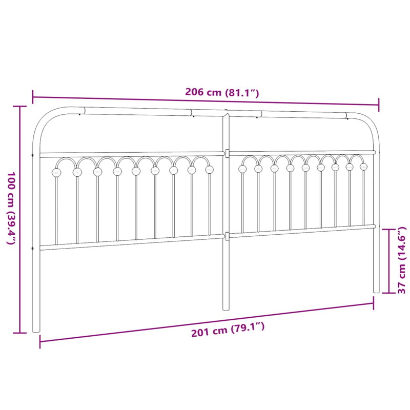 vidaXL fehér fém fejtámla 200 cm
