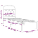 vidaXL fekete fém ágykeret fejtámlával 75 x 190 cm
