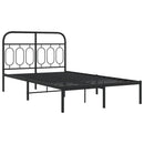 vidaXL fekete fém ágykeret fejtámlával 120 x 190 cm