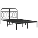 vidaXL fekete fém ágykeret fejtámlával 120 x 200 cm