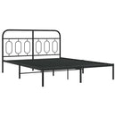 vidaXL fekete fém ágykeret fejtámlával 135 x 190 cm