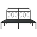 vidaXL fekete fém ágykeret fejtámlával 135 x 190 cm