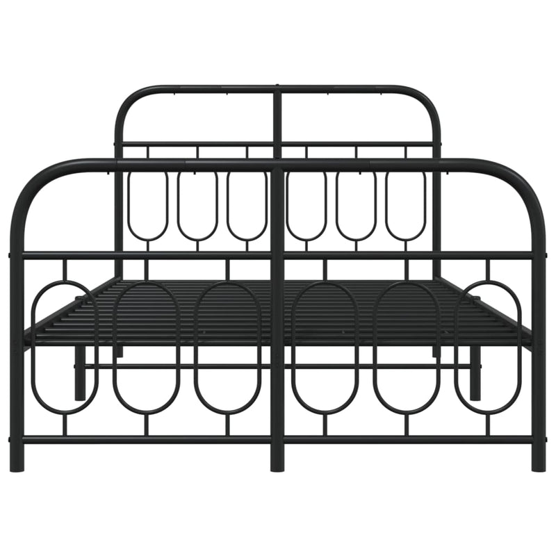 vidaXL fekete fém ágykeret fej- és lábtámlával 120 x 200 cm