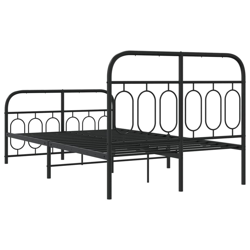 vidaXL fekete fém ágykeret fej- és lábtámlával 120 x 200 cm