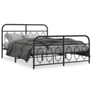 vidaXL fekete fém ágykeret fej- és lábtámlával 135 x 190 cm