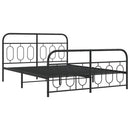 vidaXL fekete fém ágykeret fej- és lábtámlával 135 x 190 cm