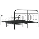 vidaXL fekete fém ágykeret fej- és lábtámlával 135 x 190 cm