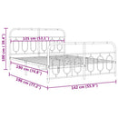 vidaXL fekete fém ágykeret fej- és lábtámlával 135 x 190 cm