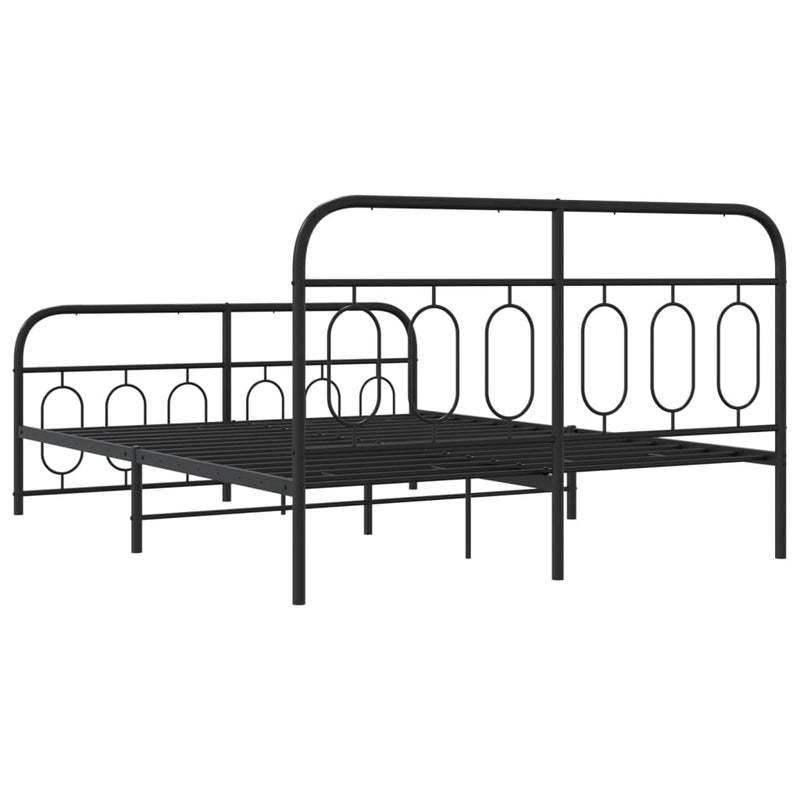vidaXL fekete fém ágykeret fej- és lábtámlával 150 x 200 cm