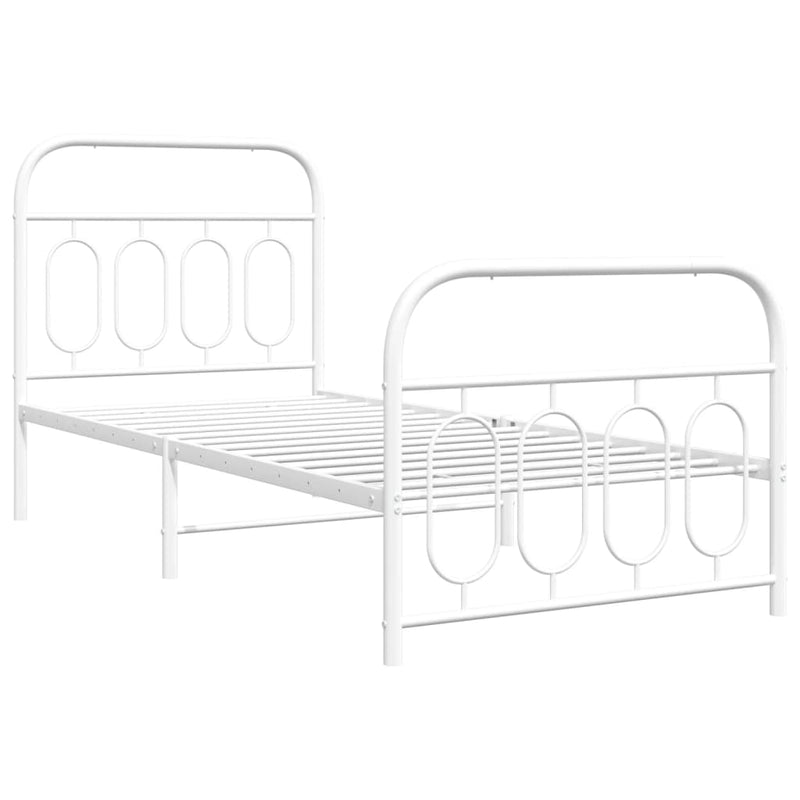vidaXL fehér fém ágykeret fej- és lábtámlával 90x200 cm