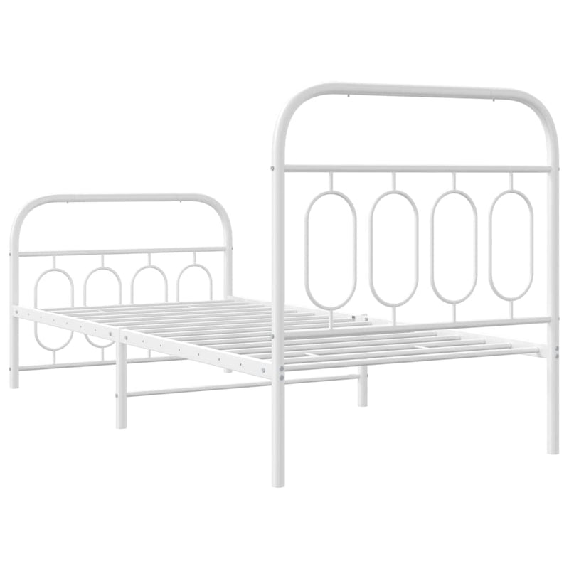 vidaXL fehér fém ágykeret fej- és lábtámlával 90x200 cm
