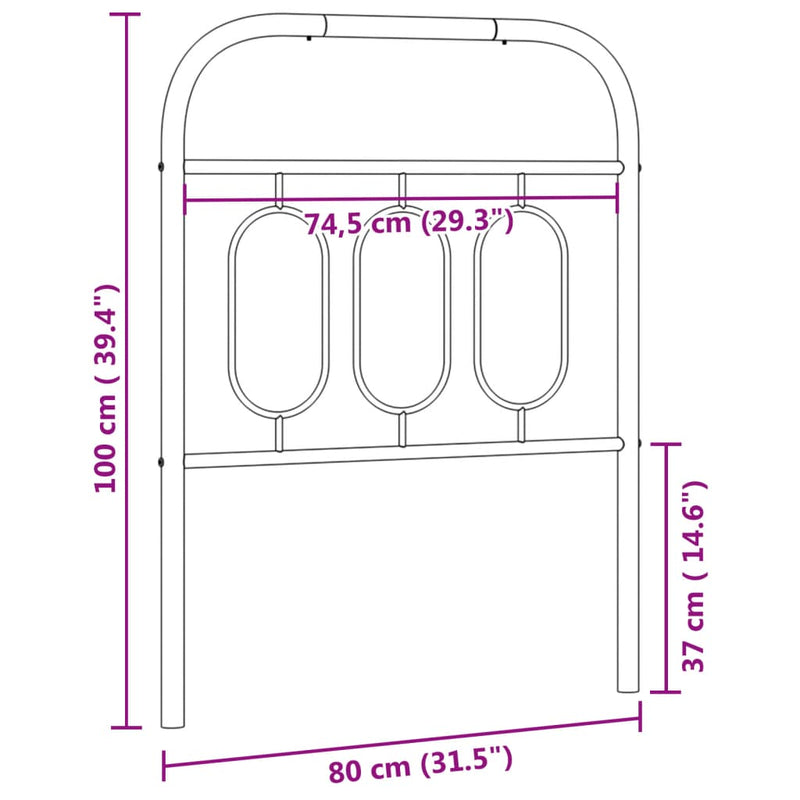 vidaXL fehér fém fejtámla 75 cm