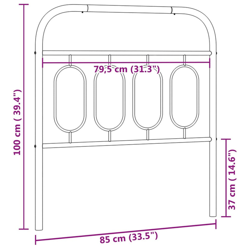 vidaXL fehér fém fejtámla 80 cm
