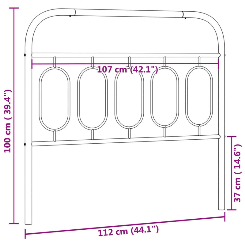 vidaXL fehér fém fejtámla 107 cm