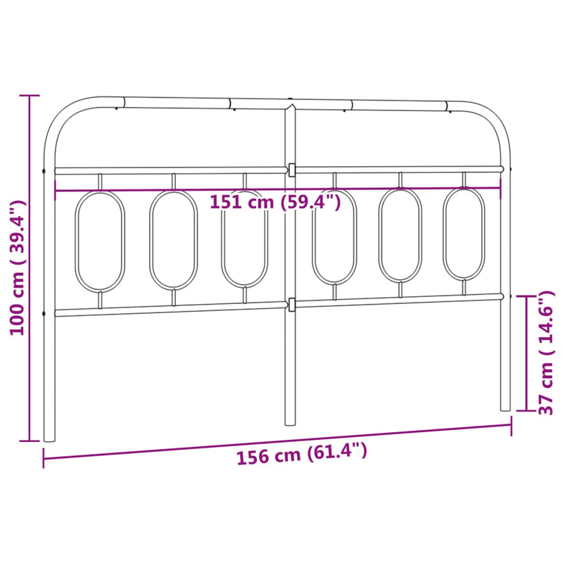 vidaXL fehér fém fejtámla 150 cm