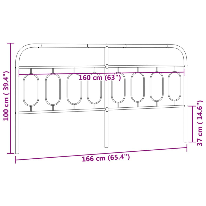vidaXL fehér fém fejtámla 160 cm