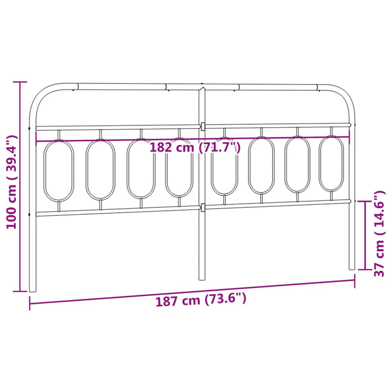 vidaXL fehér fém fejtámla 183 cm