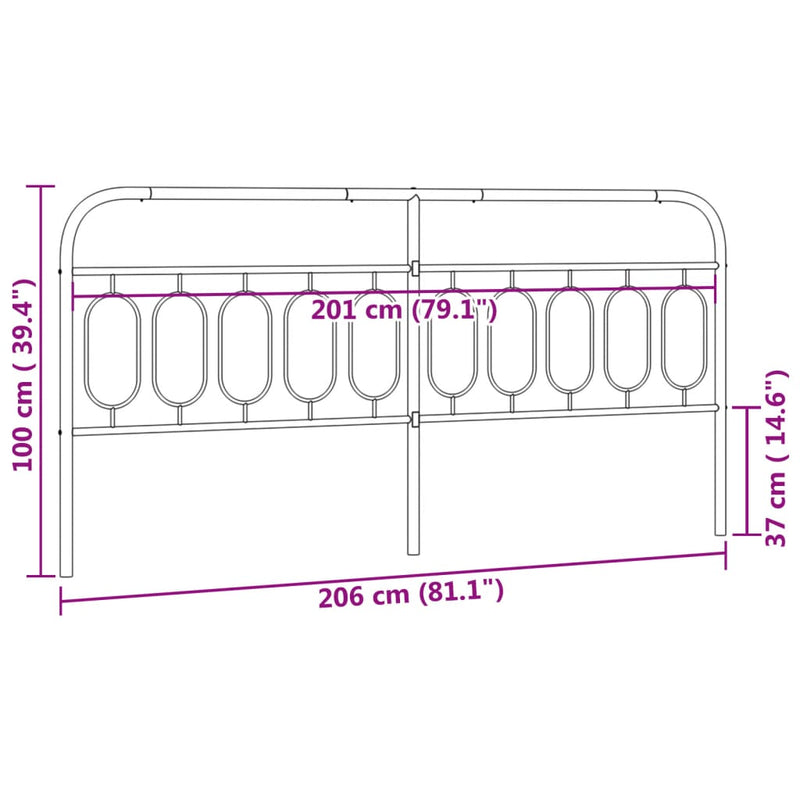 vidaXL fehér fém fejtámla 200 cm