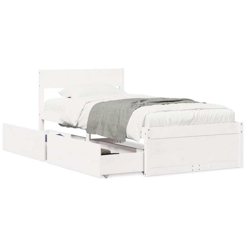 vidaXL fehér tömör fenyőfa ágy matrac nélkül 100 x 200 cm