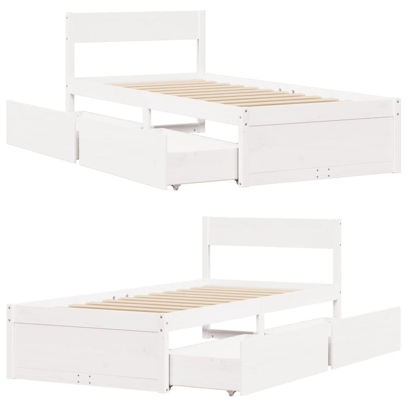 vidaXL fehér tömör fenyőfa ágy matrac nélkül 100 x 200 cm
