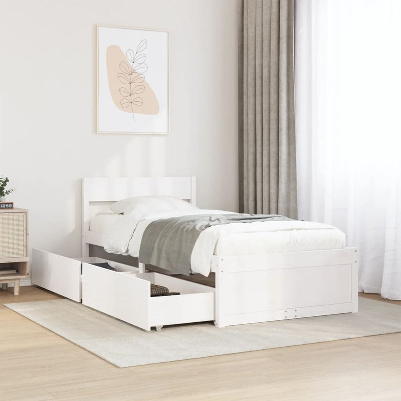 vidaXL fehér tömör fenyőfa ágy matrac nélkül 100 x 200 cm
