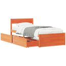 vidaXL viaszbarna tömör fenyőfa ágy matrac nélkül 75 x 190 cm