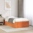 vidaXL viaszbarna tömör fenyőfa ágy matrac nélkül 100 x 200 cm