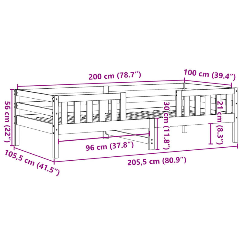 vidaXL tömör fenyőfa ágy matrac nélkül 100 x 200 cm