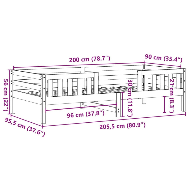 vidaXL tömör fenyőfa ágy matrac nélkül 90 x 200 cm