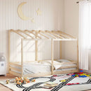 vidaXL tömör fenyőfa gyerekágy tetővel 90 x 200 cm