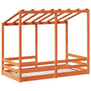 vidaXL viaszbarna tömör fenyőfa gyerekágy tetővel 70 x 140 cm