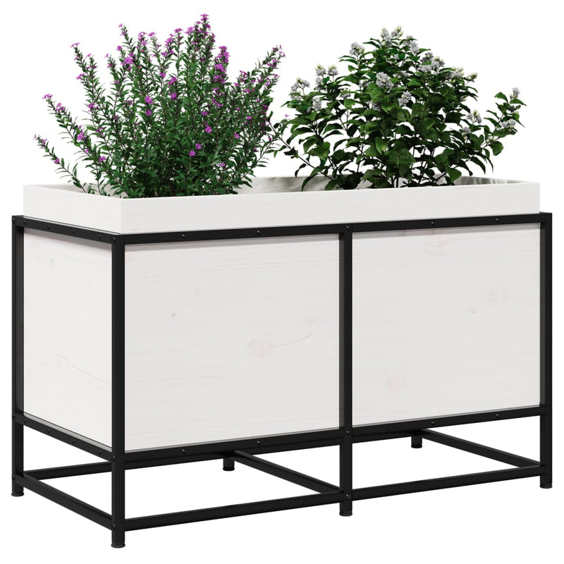 vidaXL fehér tömör fenyőfa kerti virágláda 80 x 40 x 50 cm