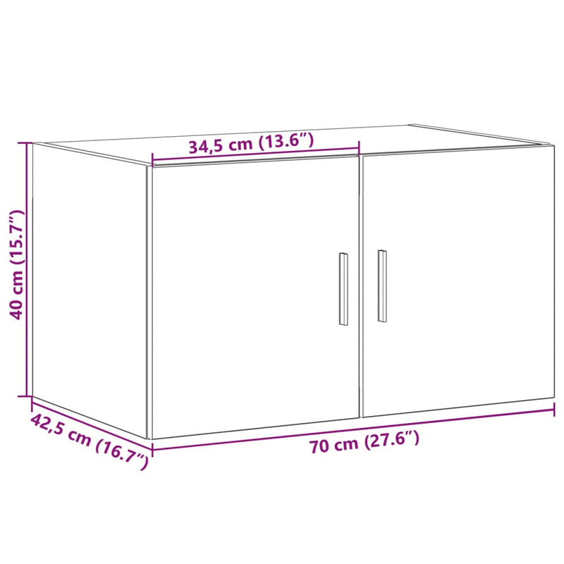 vidaXL fekete szerelt fa faliszekrény 70 x 42,5 x 40 cm