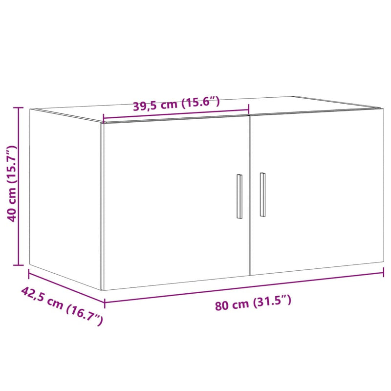 vidaXL fekete szerelt fa faliszekrény 80 x 42,5 x 40 cm